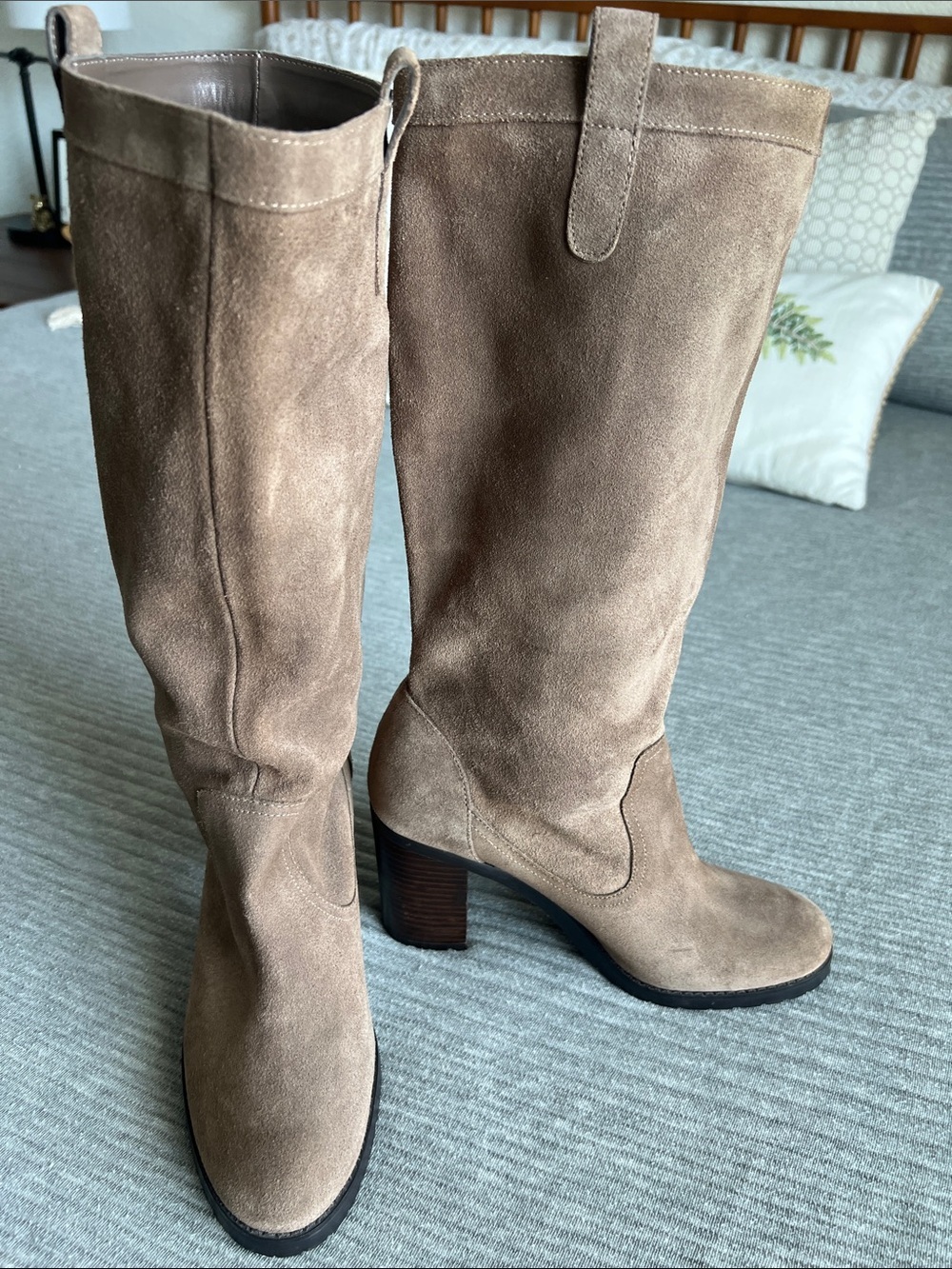 Ralph Lauren Brown Suede Mid-Calf Heeled Boots - Picture 3 of 9